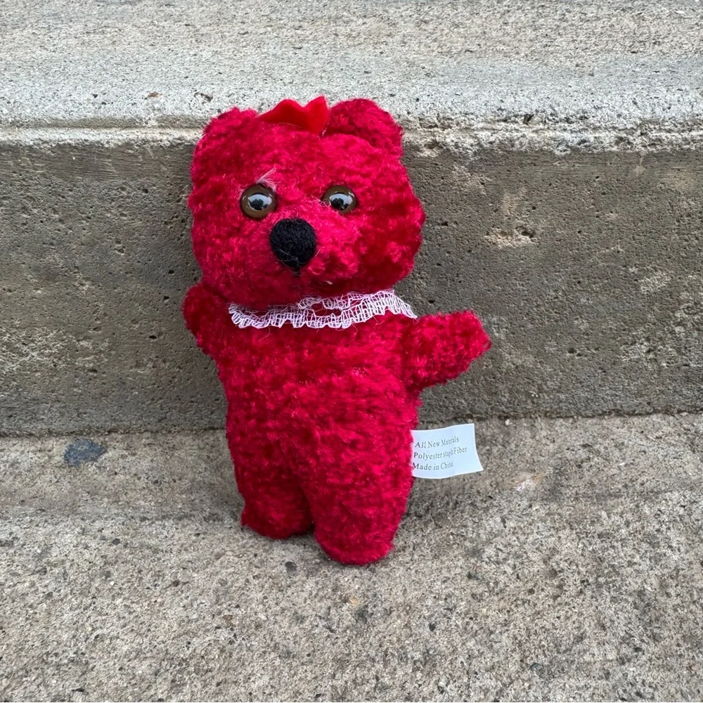 Mini Red‎ Bear Old Fashioned Textured Plush